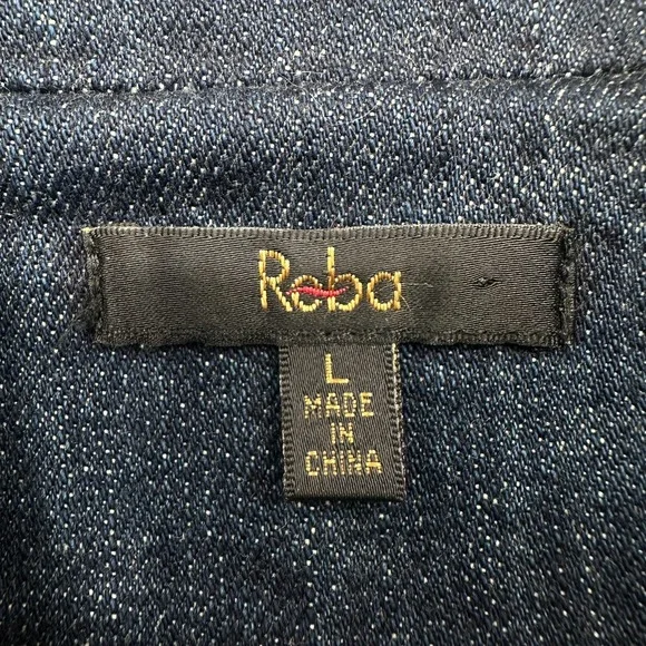 Reba Denim Jacket Size Large Studded Embroidered Stretch Western Rodeo Cowgirl - Picture 12 of 15